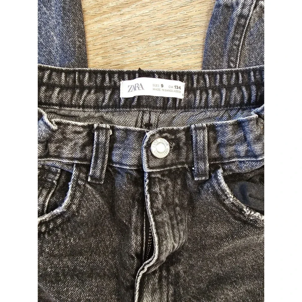Zara Kids Black Demin Distressed Jeans Size 9 - Picture 2 of 6